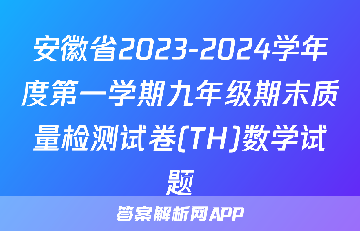 安徽省2023-2024学年度第一学期九年级期末质量检测试卷(TH)数学试题