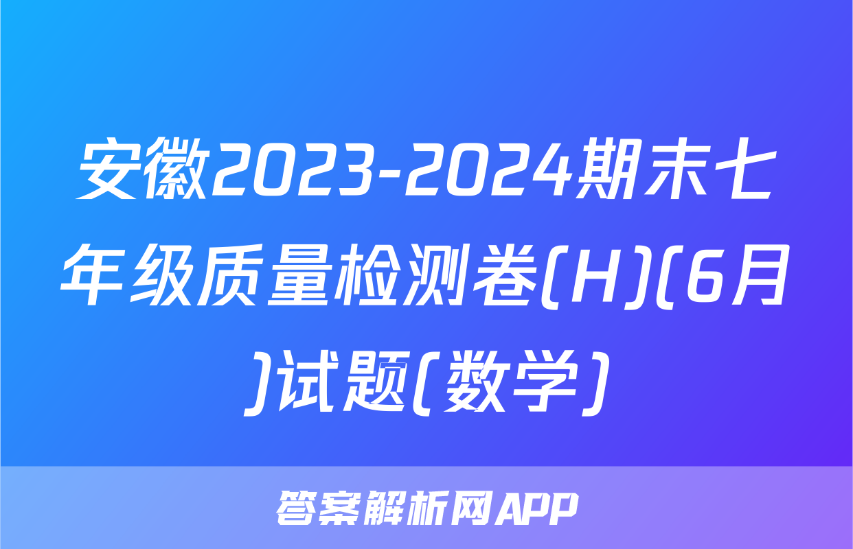 安徽2023-2024期末七年级质量检测卷(H)(6月)试题(数学)