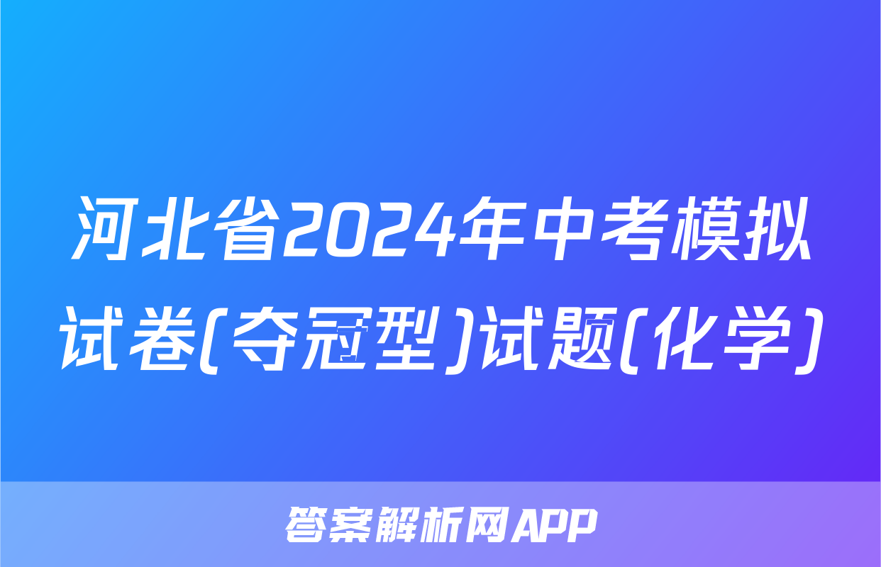 河北省2024年中考模拟试卷(夺冠型)试题(化学)