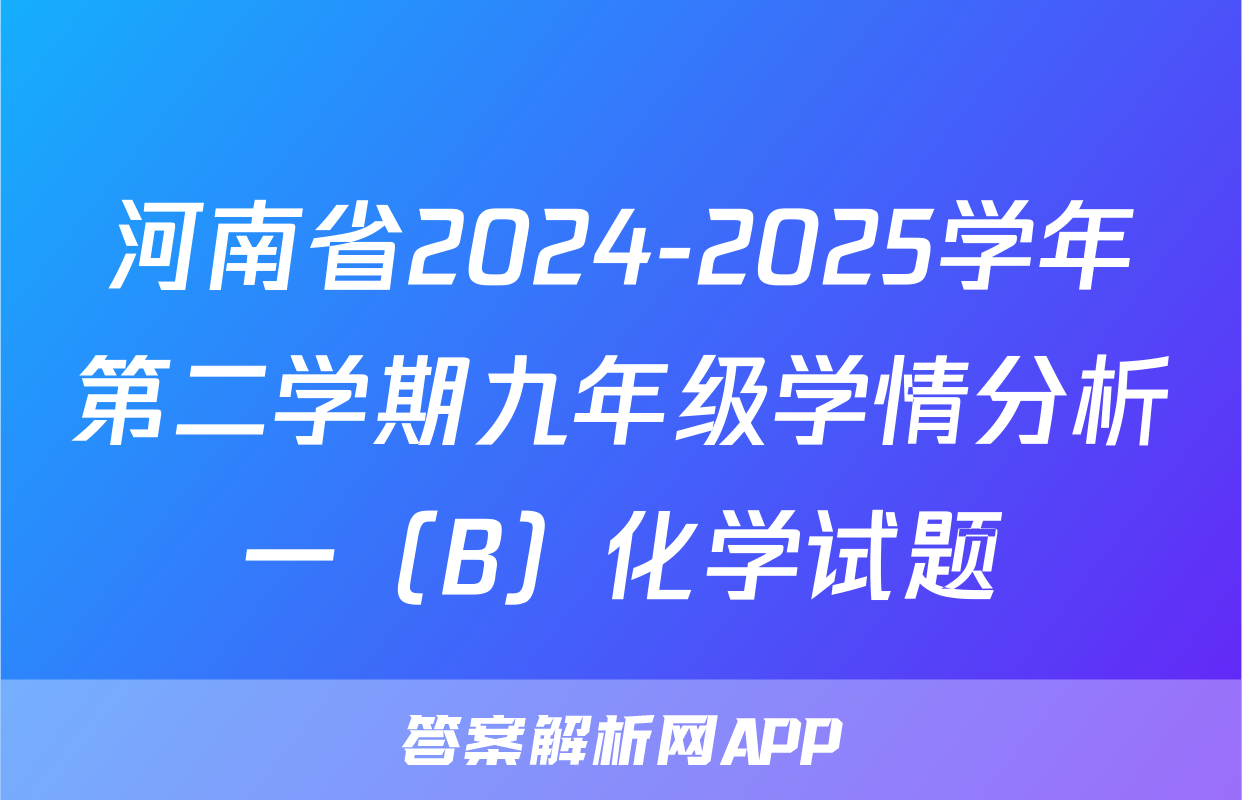 河南省2024-2025学年第二学期九年级学情分析一（B）化学试题