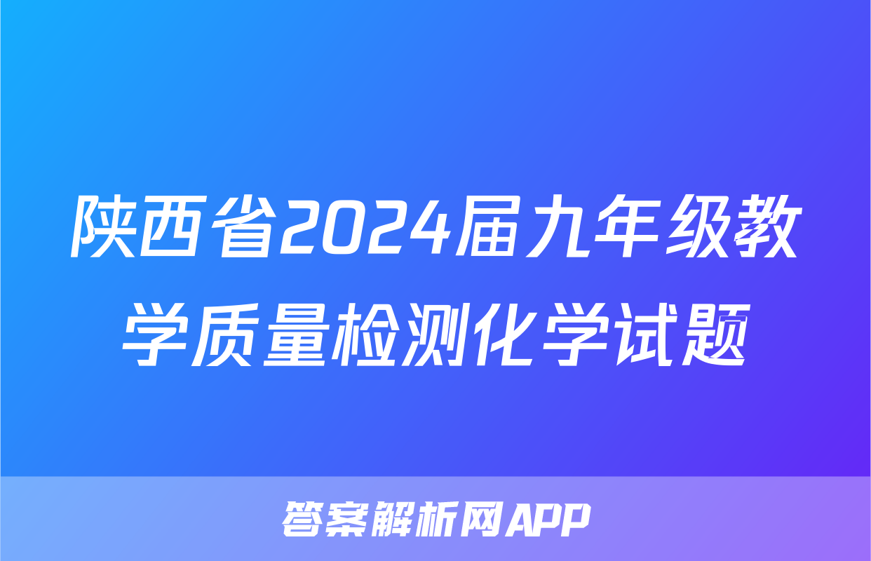 陕西省2024届九年级教学质量检测化学试题