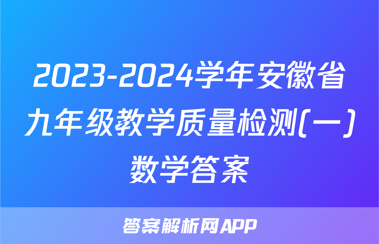 2023-2024学年安徽省九年级教学质量检测(一)数学答案