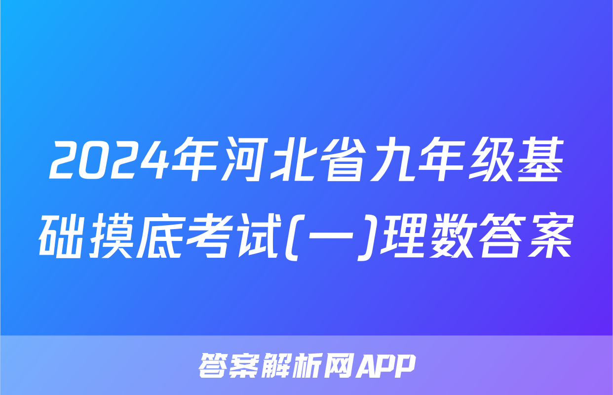 2024年河北省九年级基础摸底考试(一)理数答案