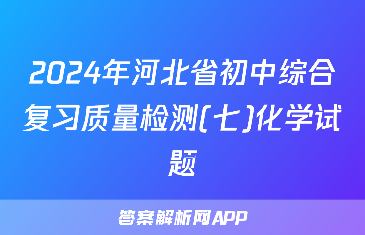 2024年河北省初中综合复习质量检测(七)化学试题