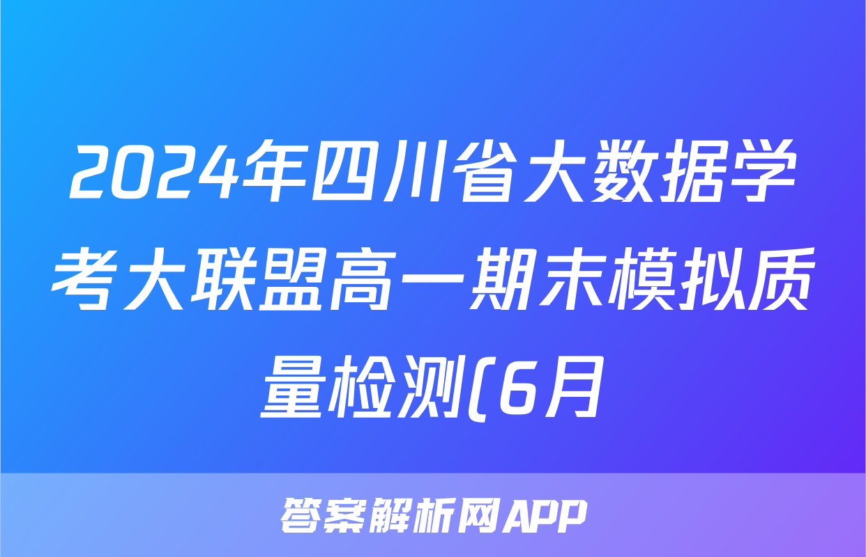 2024年四川省大数据学考大联盟高一期末模拟质量检测(6月)试卷及答案答案(地理)