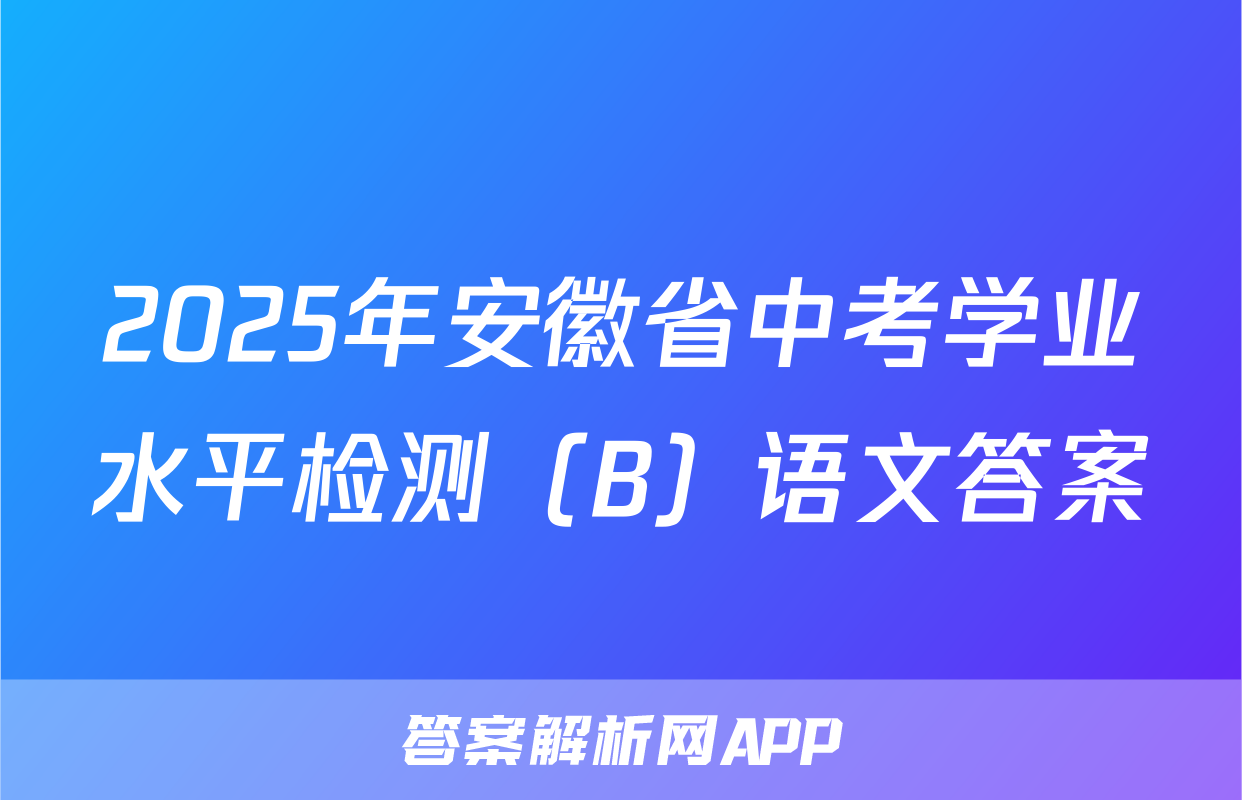 2025年安徽省中考学业水平检测（B）语文答案