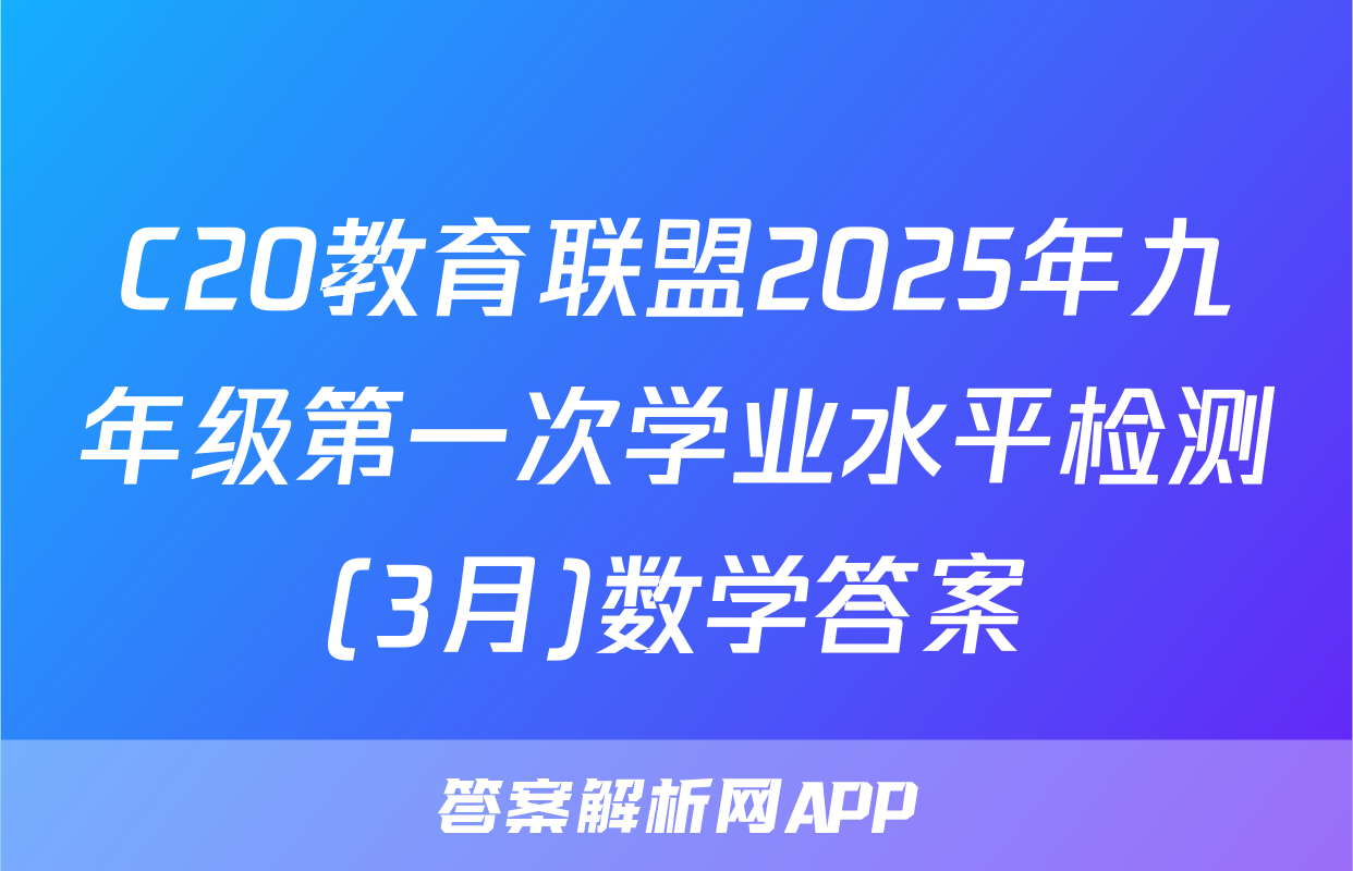 C20教育联盟2025年九年级第一次学业水平检测(3月)数学答案