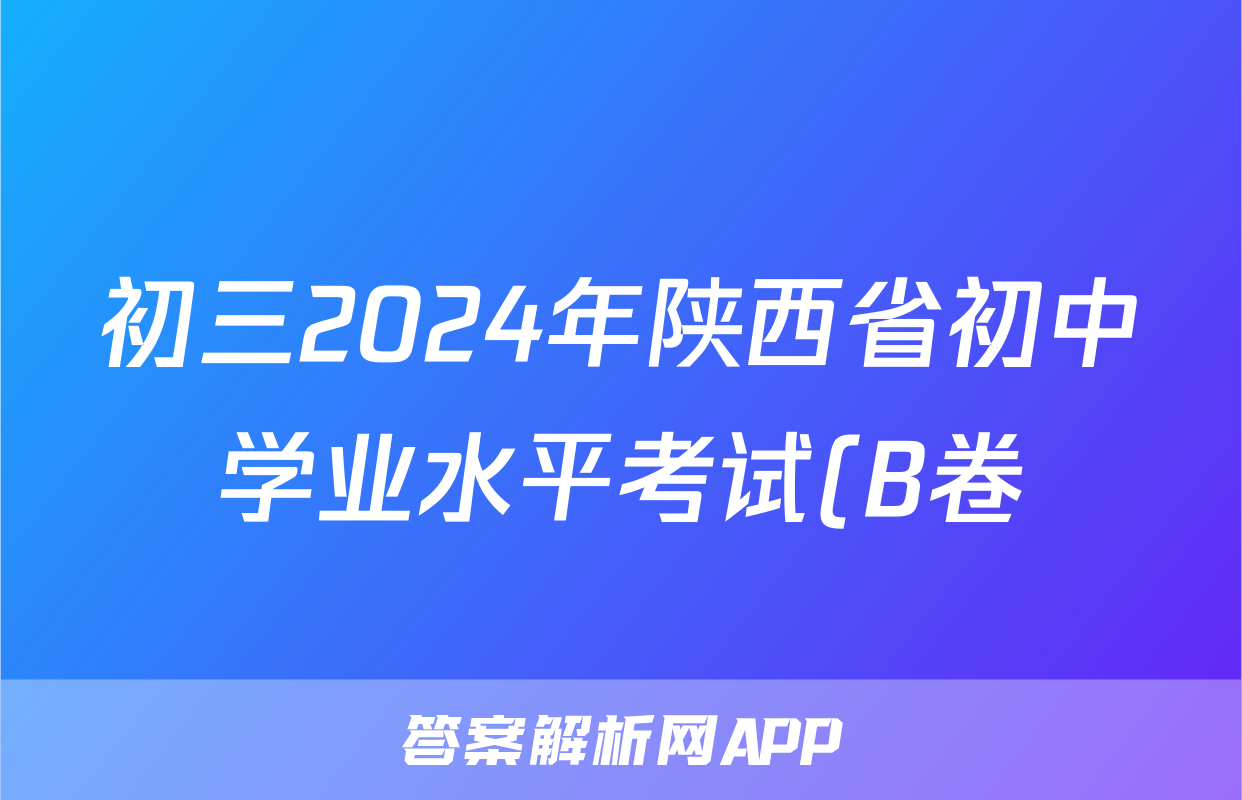 初三2024年陕西省初中学业水平考试(B卷)答案(物理)