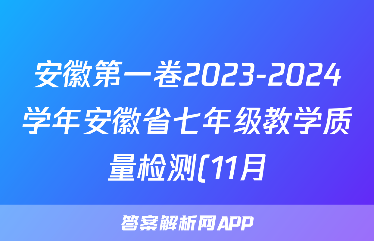 安徽第一卷2023-2024学年安徽省七年级教学质量检测(11月)地理.